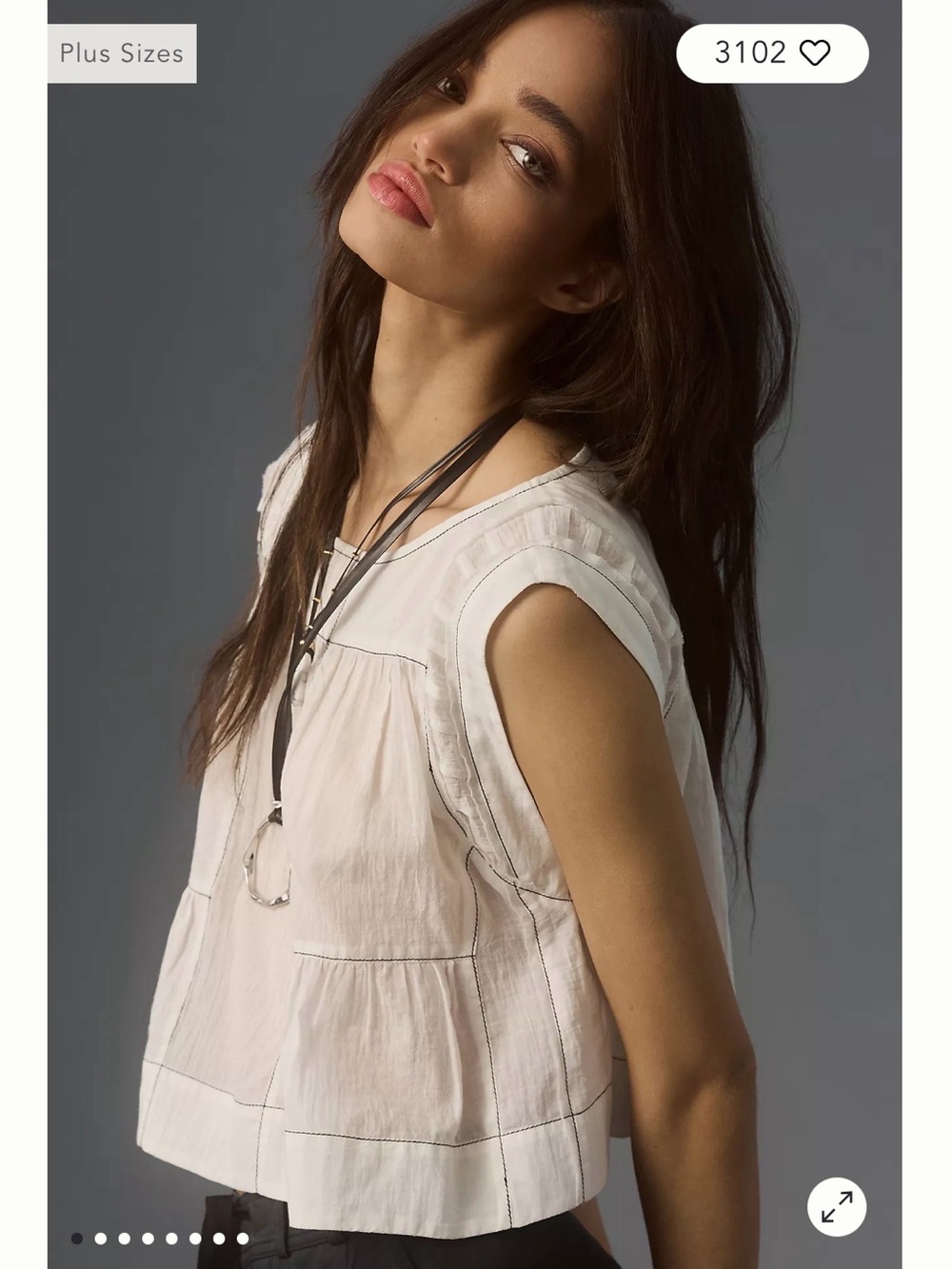 Anthropologie Cap-Sleeve Babydoll Blouse